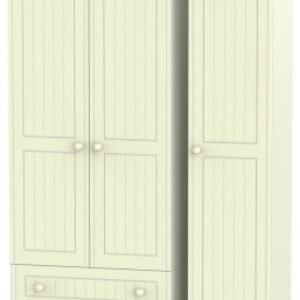 Warwick Cream 3 Door Tall Triple Wardrobe - LHF 2 Drawers