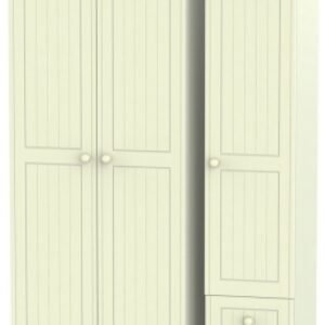 Warwick Cream 3 Door Tall Triple Wardrobe - RHF 2 Drawers