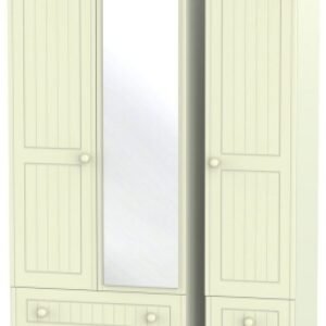 Warwick Cream 3 Door Tall Wardrobe - 1 Mirror