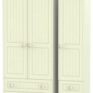 Warwick Cream 3 Door Triple Wardrobe - 4 Drawers