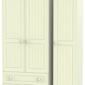 Warwick Cream 3 Door Triple Wardrobe - LHF 2 Drawers