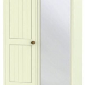 Warwick Cream and Oak 2 Door Combi Wardrobe - 1 Mirror