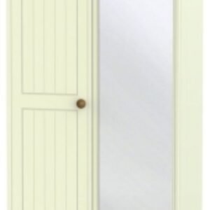 Warwick Cream and Oak 2 Door Tall Combi Wardrobe - 1 Mirror