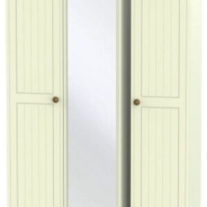 Warwick Cream and Oak 3 Door Tall Triple Wardrobe - 1 Mirror