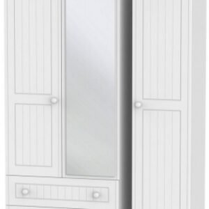 Warwick White 3 Door Combi Wardrobe - 1 Mirror and LHF 2 Drawers