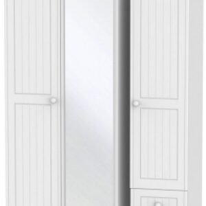 Warwick White 3 Door Tall Combi Wardrobe - 1 Mirror