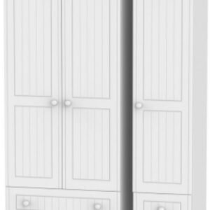 Warwick White 3 Door Tall Triple Wardrobe - 4 Drawers