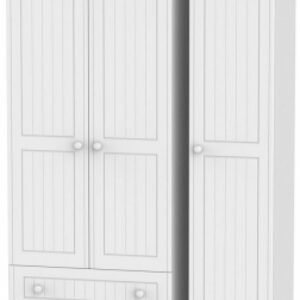 Warwick White 3 Door Tall Triple Wardrobe - LHF 2 Drawers