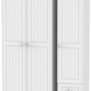 Warwick White 3 Door Tall Triple Wardrobe - RHF 2 Drawers