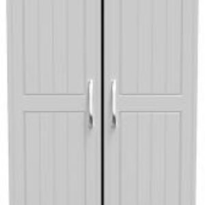 Whitney Oak Effect and Grey 2 Door Plain Tall Wardrobe