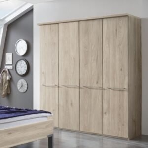 Wiemann Dakar 2 200cm Rustic Oak 4 Door Wardrobe with Silver Handles