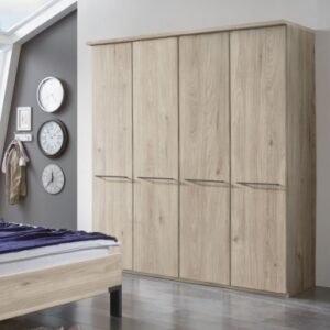 Wiemann Dakar 2 200cm Rustic Oak 4 Door Wardrobe with Slate Handles