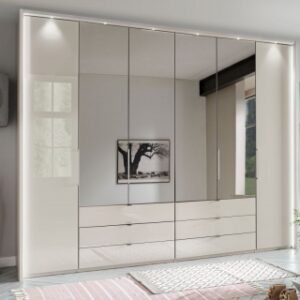 Wiemann Kansas 6 Door Bi-Fold Combi Wardrobe in Champagne Glass