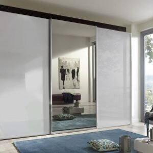 Wiemann Miami Plus 300cm White Glass 3 Door Mirror Sliding Wardrobe