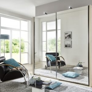 Wiemann Miami2 200cm 2 Door Full Mirrored Sliding Wardrobe - Holm Oak Carcase