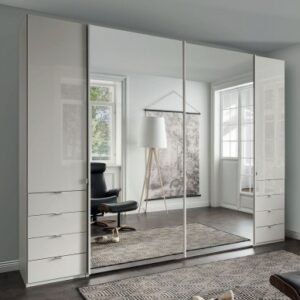 Wiemann Nizza 300cm White Glass 2 Door Combi Sliding Wardrobe