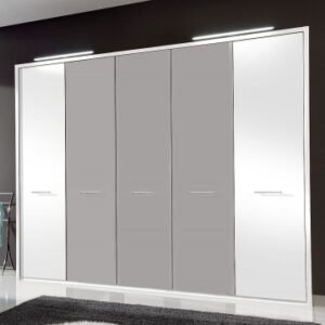 Wiemann Portland 250cm White and Grey 5 Door Wardrobe