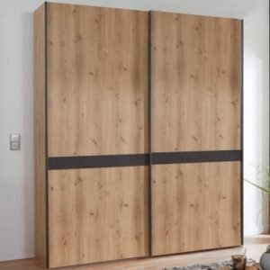 Wiemann Rialto 200cm Oak and Slate Trim 2 Door Sliding Wardrobe