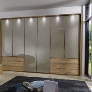 Wiemann Serena Champagne Glass Bi-Fold Panorama Door Wardrobe - Variation Available