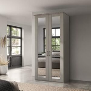 Wiemann Suffolk 100cm Pebble Grey 2 Door Mirror Wardrobe