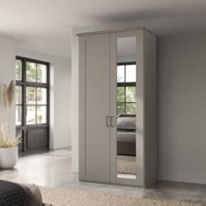 Wiemann Suffolk 100cm Pebble Grey 2 Door Mirror Wardrobe - RH