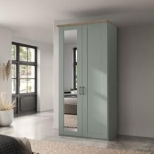 Wiemann Suffolk 100cm Sage Green 2 Door Mirror Wardrobe - LH