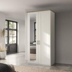 Wiemann Suffolk 100cm White 2 Door Mirror Wardrobe - LH