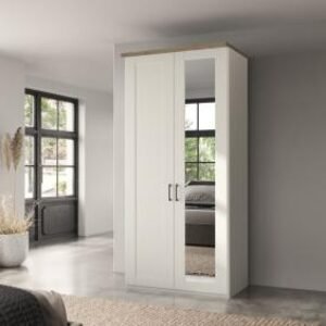 Wiemann Suffolk 100cm White 2 Door Mirror Wardrobe - RH