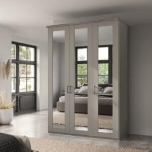 Wiemann Suffolk 150cm Pebble Grey 3 Door Mirrored Wardrobe