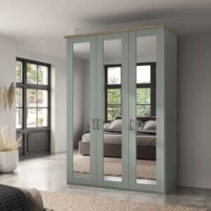 Wiemann Suffolk 150cm Sage Green 3 Door Mirrored Wardrobe