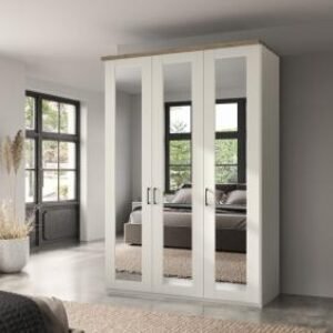 Wiemann Suffolk 150cm White 3 Door Mirrored Wardrobe