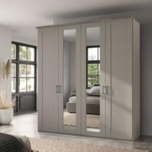 Wiemann Suffolk 200cm Pebble Grey 4 Door Mirror Wardrobe