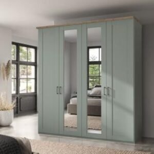 Wiemann Suffolk 200cm Sage Green 4 Door Mirror Wardrobe