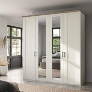 Wiemann Suffolk 200cm White 4 Door Mirror Wardrobe