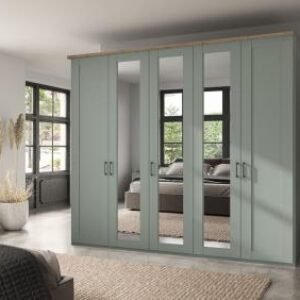 Wiemann Suffolk 250cm Sage Green 5 Door Mirror Wardrobe