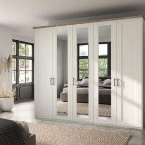 Wiemann Suffolk 250cm White 5 Door Mirror Wardrobe