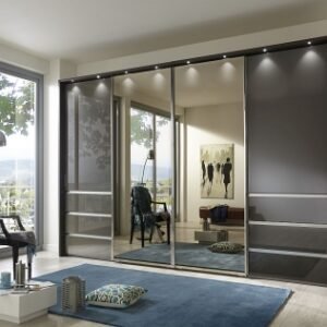 Wiemann VIP Malibu 330cm Havana Glass 4 Door Combi Sliding Wardrobe