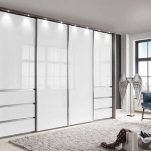 Wiemann VIP Malibu White Glass Front Sliding Wardrobe - Variation Available