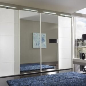 Wiemann VIP Westside 330cm White Glass 4 Door Mirror Sliding Wardrobe