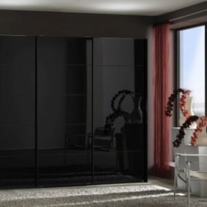 Wiemann VIP Westside Black Glass Front Sliding Wardrobe - Variation Available