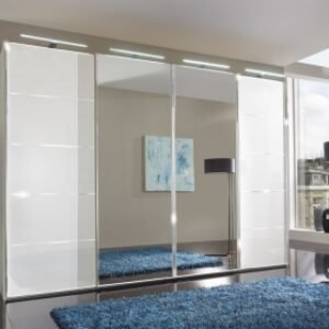 Wiemann VIP Westside White Glass Front Sliding Wardrobe - Variation Available