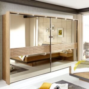 Wiemann Wega 300cm Oak 2 Door Full Mirrored Sliding Wardrobe