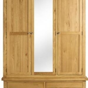 Woburn Rustic Oak 3 Door Mirror Wardrobe