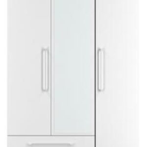 Worcester White 3 Door Tall Combi Wardrobe - 1 Mirror and LHF 2 Drawers