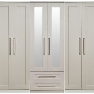 York Cashmere 6 Door Tall Mirror Combi Wardrobe