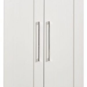 York White 2 Door Plain Tall Wardrobe