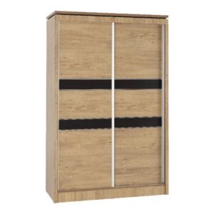 Crieff Wooden Wardrobe With 2 Sliding Doors In Oak And Walnut