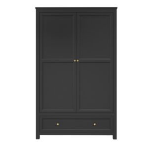 Iowa Wooden Wardrobe With 2 Doors 1 Drawer In Black