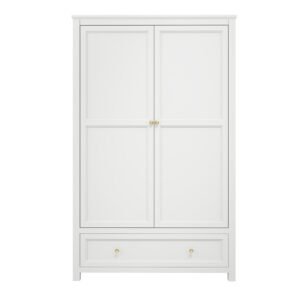 Iowa Wooden Wardrobe With 2 Doors 1 Drawer In White