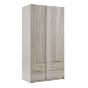 Jaffrey High Gloss Wardrobe With 2 Doors 2 Drawers In Grey